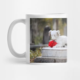 Dog Tombstone With Red Flower Mug